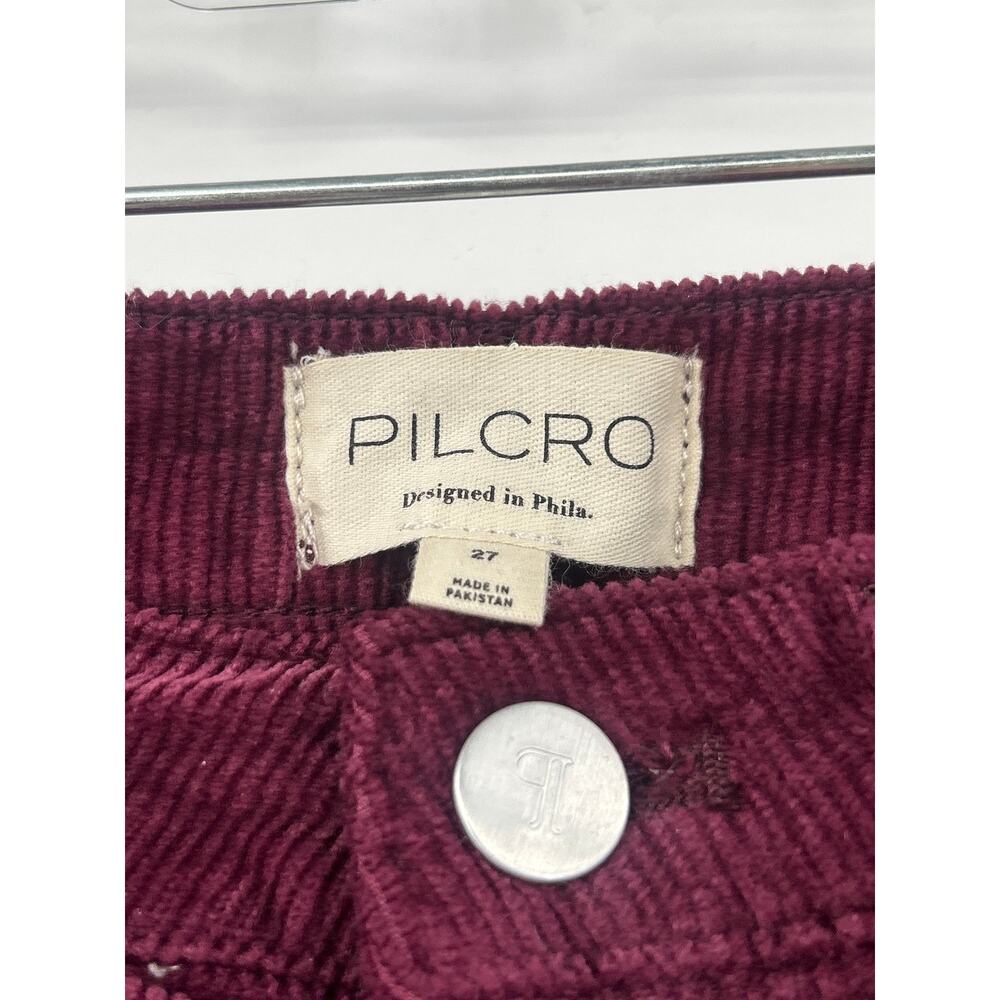 PILCRO Corduroy Flare Pants Burgundy Plum 27 Boho 70s Style Western Fall - Picture 2 of 9